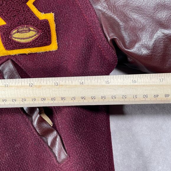 Youth 70s 80s R Patch Varsity Letterman Leather Jacket - Picture 5 of 7